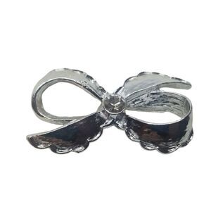 Gerry's Pin Brooch Silver Bow Swirl Crystals Vintage